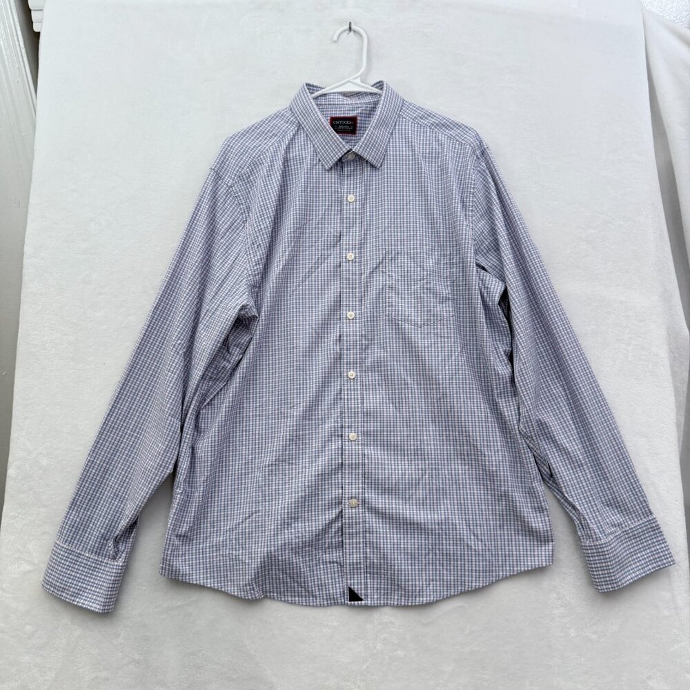 Untuckit Scansano Shirt Mens 2XL Blue Plaid Nylon Performance